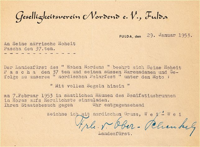 Einaldung zum Polarfest 1953